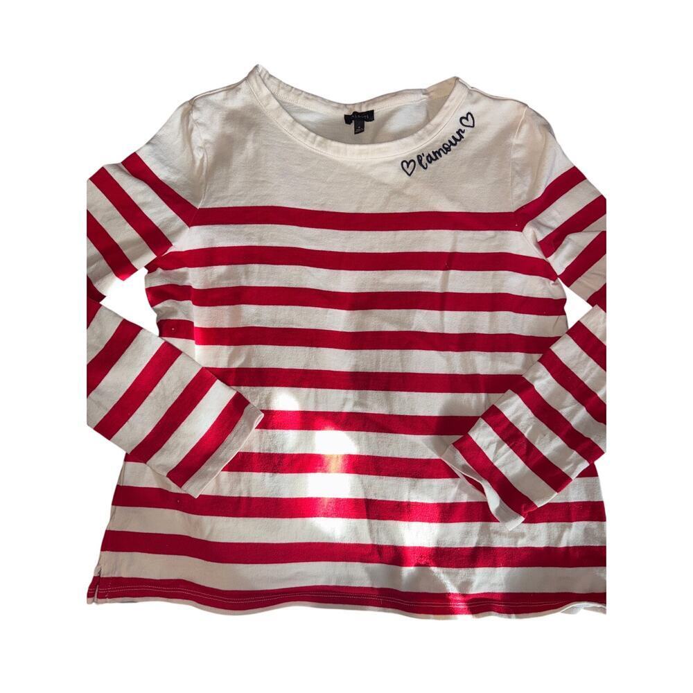 TALBOTS AMOUR STRIPE TOP size MEDIUM M